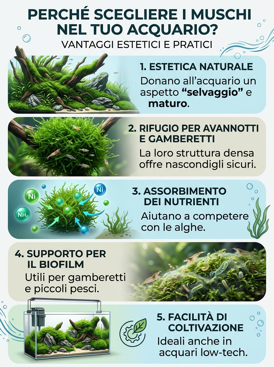 Benefici muschio in acquario