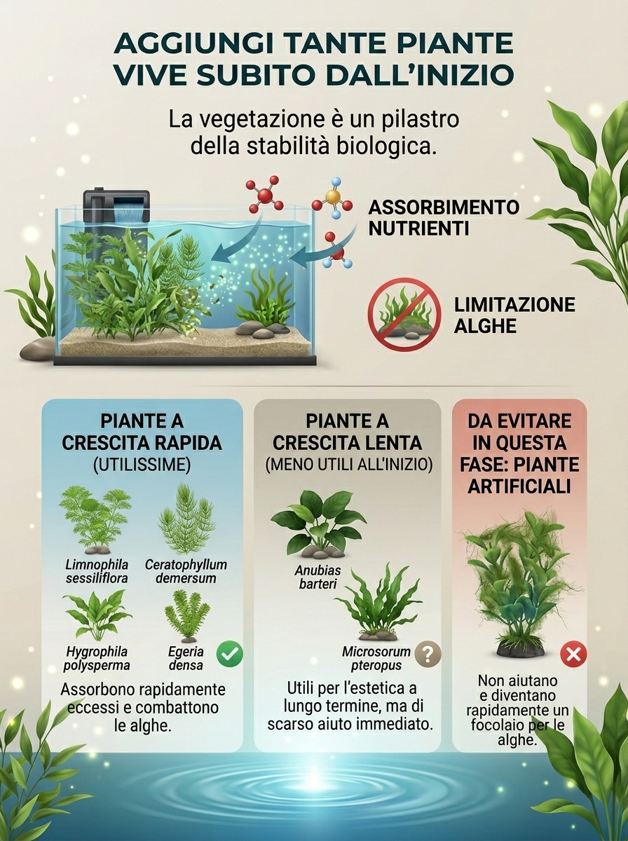 Acquario ricco di piante a crescita rapida