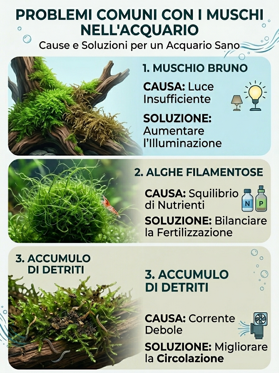 Problemi comuni muschio in acquario