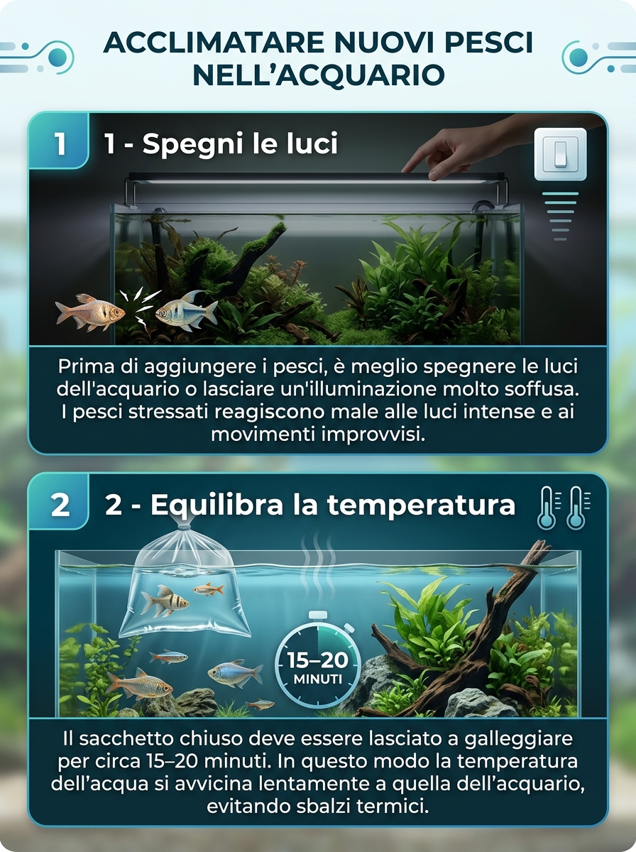 Sacchetto galleggiante per ambientazione pesci