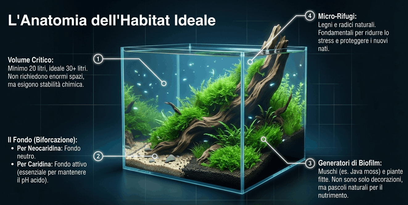 Acquario ideale caridine e neocaridine