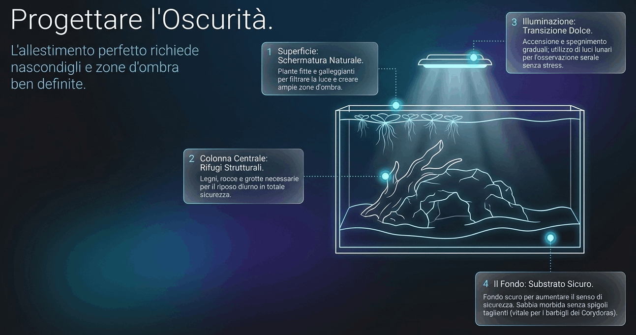 come arredare l'acquario per pesci notturni